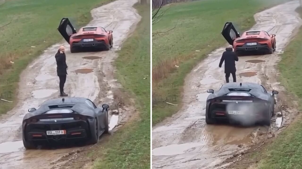 Ferrari SF90 Stradale testée sous la pluie en vidéo